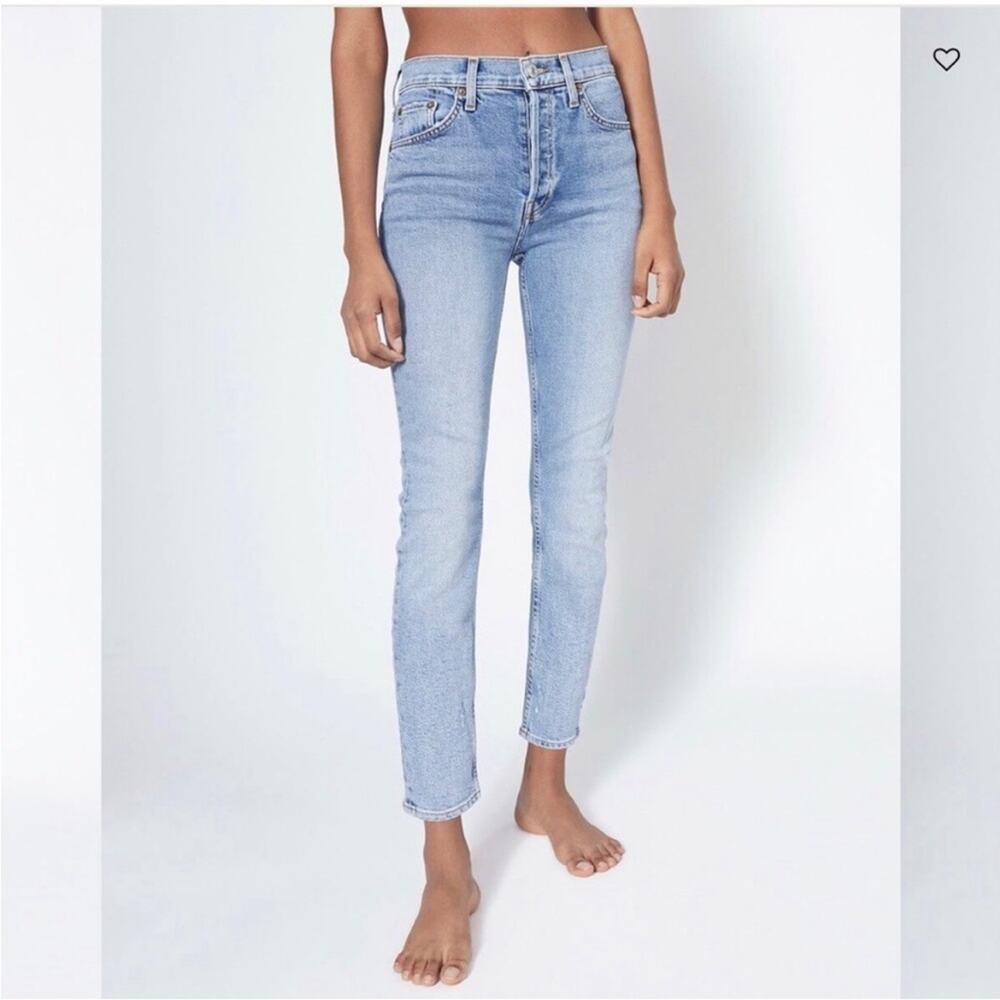 Re/Done Women’s 90’s High Rise Ankle Crop Denim Jeans‎ Size 28 Distressed Hem - Picture 11 of 11
